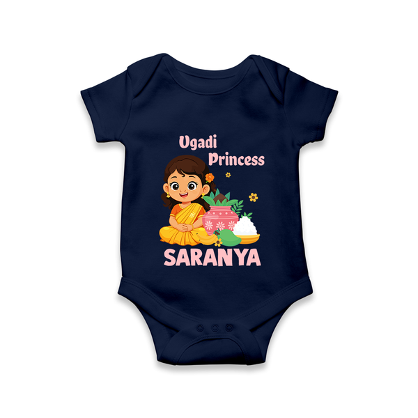 Ugadi Princess Personalized Kids Romper - NAVY BLUE - New Born (Chest 14")