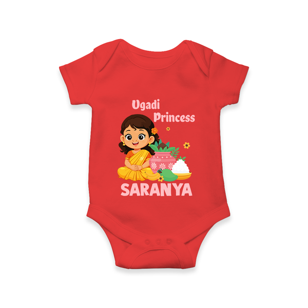 Ugadi Princess Personalized Kids Romper - RED - New Born (Chest 14")