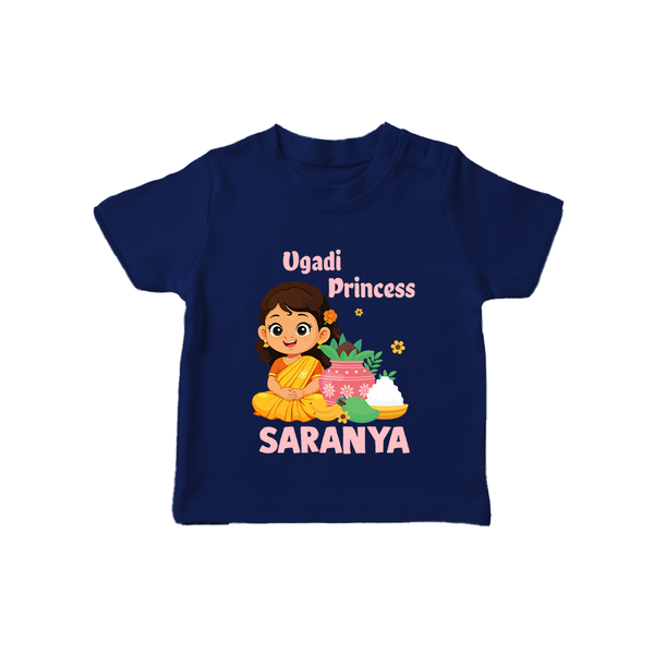 Ugadi Princess Personalized Kids T-Shirt - NAVY BLUE - 0-5 Months Old (Chest 17")