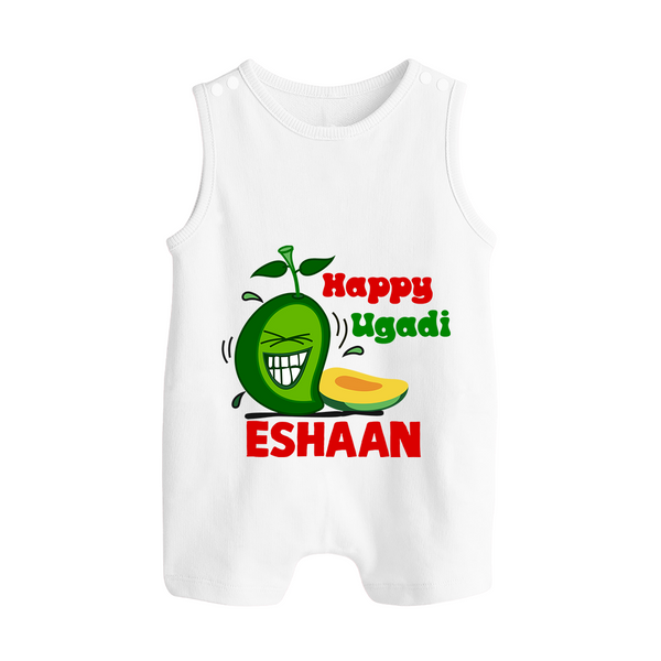 Happy Ugadi Fun Mango Kids Romper suit - WHITE - 0 - 5 Months Old (Chest 18")