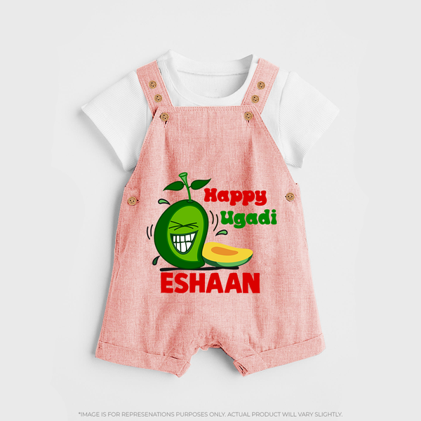 Happy Ugadi Fun Mango Kids Dungaree - PEACH - 0 - 5 Months Old (Chest 18")