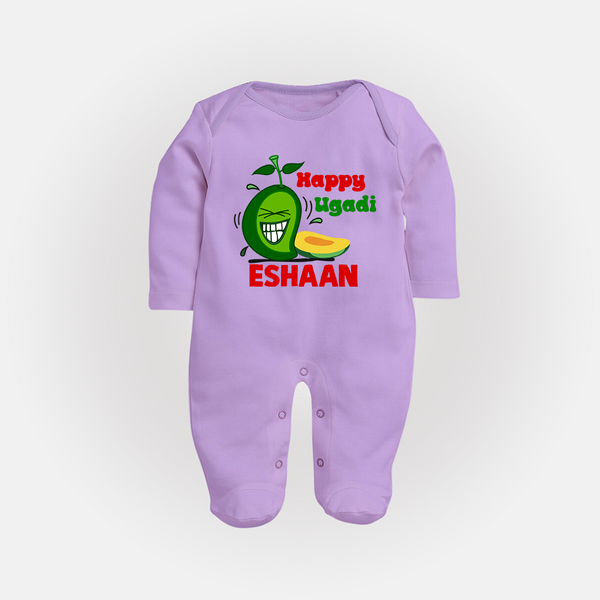 Happy Ugadi Fun Mango Kids fullbody Suit - LILAC - New Born (Chest 7.5")
