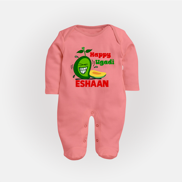 Happy Ugadi Fun Mango Kids fullbody Suit - PEACH - New Born (Chest 7.5")