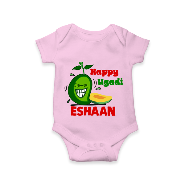 Happy Ugadi Fun Mango Kids Romper - BABY PINK - New Born (Chest 14")