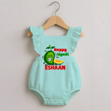 Happy Ugadi Fun Mango Kids Romper Frock - MINT GREEN - 0 - 3 Months Old (Chest 19")