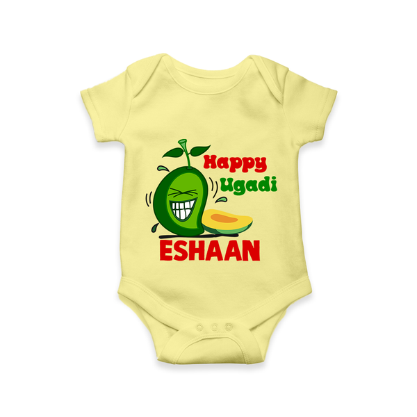 Happy Ugadi Fun Mango Kids Romper - PASTEL YELLOW - New Born (Chest 14")