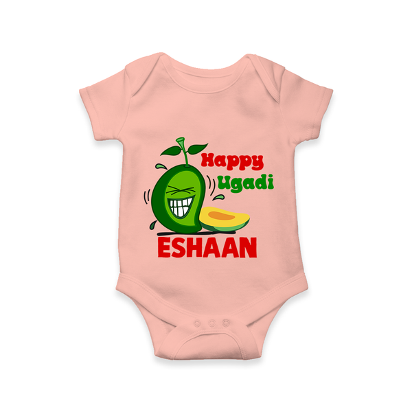 Happy Ugadi Fun Mango Kids Romper - PEACH - New Born (Chest 14")