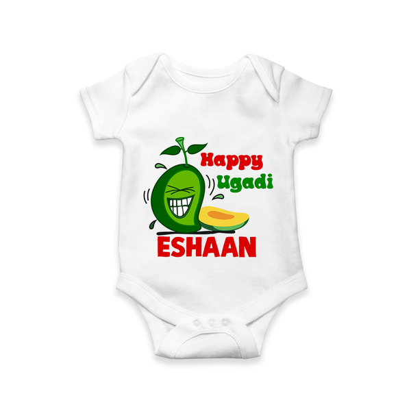 Happy Ugadi Fun Mango Kids Romper - WHITE - New Born (Chest 14")