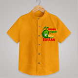 Happy Ugadi Fun Mango Kids Shirt - CHROME YELLOW - 0 - 6 Months Old (Chest 23")