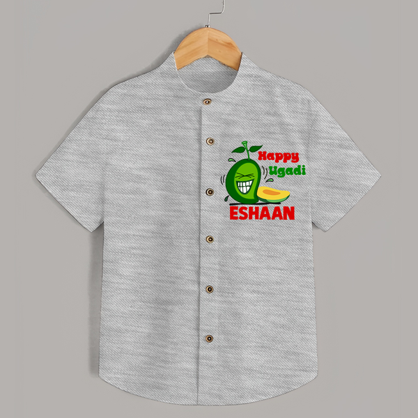 Happy Ugadi Fun Mango Kids Shirt - GREY - 0 - 6 Months Old (Chest 23")
