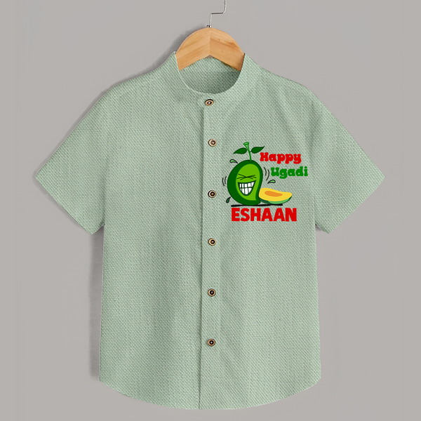 Happy Ugadi Fun Mango Kids Shirt - MINT GREEN - 0 - 6 Months Old (Chest 23")