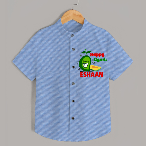 Happy Ugadi Fun Mango Kids Shirt - SKY BLUE - 0 - 6 Months Old (Chest 23")