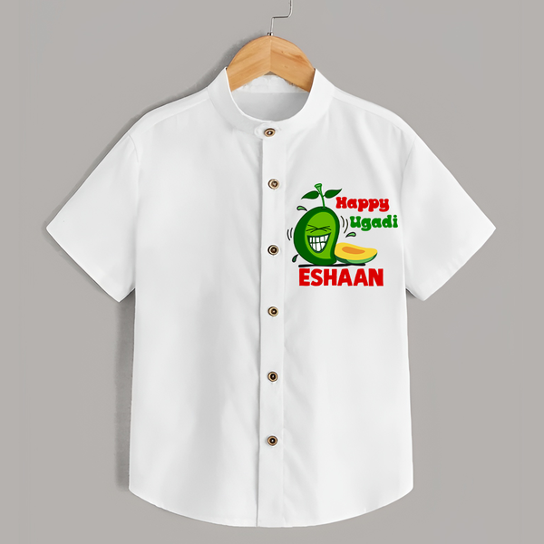 Happy Ugadi Fun Mango Kids Shirt - WHITE - 0 - 6 Months Old (Chest 23")