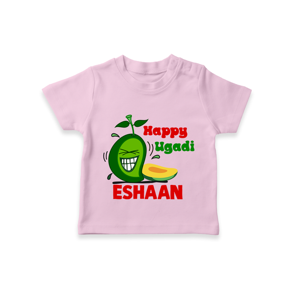 Happy Ugadi Fun Mango Kids T-Shirt - BABY PINK - 0-5 Months Old (Chest 17")