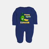 Happy Ugadi Fun Mango Kids fullbody Suit - NAVY BLUE - New Born (Chest 7.5")