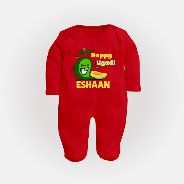 Happy Ugadi Fun Mango Kids fullbody Suit - RED - New Born (Chest 7.5")