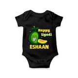 Happy Ugadi Fun Mango Kids Romper - BLACK - New Born (Chest 14")