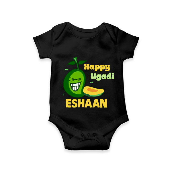 Happy Ugadi Fun Mango Kids Romper - BLACK - New Born (Chest 14")