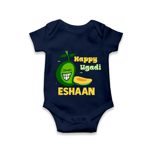 Happy Ugadi Fun Mango Kids Romper - NAVY BLUE - New Born (Chest 14")
