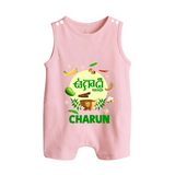 Ugadi Shubhakankshalu Telugu Kids Romper suit - BABY PINK - 0 - 5 Months Old (Chest 18")