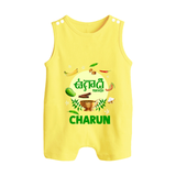 Ugadi Shubhakankshalu Telugu Kids Romper suit - PASTEL YELLOW - 0 - 5 Months Old (Chest 18")