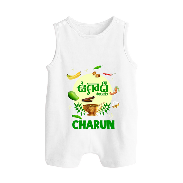 Ugadi Shubhakankshalu Telugu Kids Romper suit - WHITE - 0 - 5 Months Old (Chest 18")