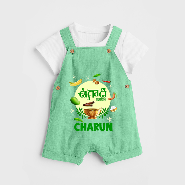 Ugadi Shubhakankshalu Telugu Kids Dungaree - GREEN - 0 - 5 Months Old (Chest 18")