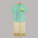 Ugadi Shubhakankshalu Telugu Kids Shirt & Dhoti - AQUA GREEN - 0 - 6 Months Old (Chest-23") (Dhoti length-14")