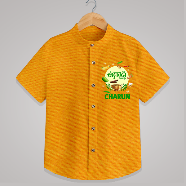 Ugadi Shubhakankshalu Telugu Kids Shirt - CHROME YELLOW - 0 - 6 Months Old (Chest 23")