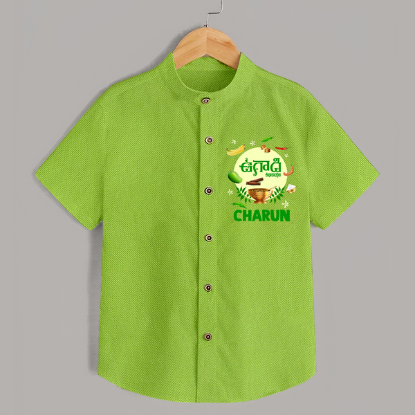 Ugadi Shubhakankshalu Telugu Kids Shirt - LIME GREEN - 0 - 6 Months Old (Chest 23")