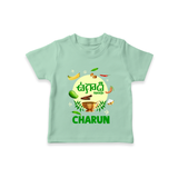 Ugadi Shubhakankshalu Telugu Kids T-Shirt - MINT GREEN - 0-5 Months Old (Chest 17")