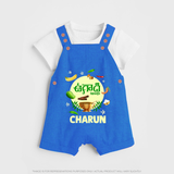 Ugadi Shubhakankshalu Telugu Kids Dungaree - COBALT BLUE - 0 - 5 Months Old (Chest 18")