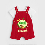 Ugadi Shubhakankshalu Telugu Kids Dungaree - RED - 0 - 5 Months Old (Chest 18")