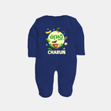 Ugadi Shubhakankshalu Telugu Kids fullbody Suit - NAVY BLUE - New Born (Chest 7.5")