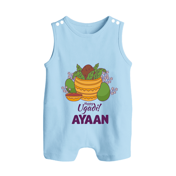 Happy Ugadi Personalized Kids Romper suit - BABY BLUE - 0 - 5 Months Old (Chest 18")