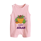 Happy Ugadi Personalized Kids Romper suit - BABY PINK - 0 - 5 Months Old (Chest 18")