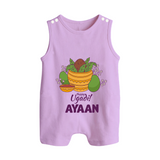 Happy Ugadi Personalized Kids Romper suit - LILAC - 0 - 5 Months Old (Chest 18")