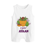 Happy Ugadi Personalized Kids Romper suit - WHITE - 0 - 5 Months Old (Chest 18")