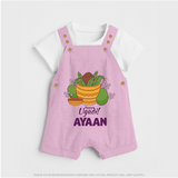 Happy Ugadi Personalized Kids Dungaree - BABY PINK - 0 - 5 Months Old (Chest 18")