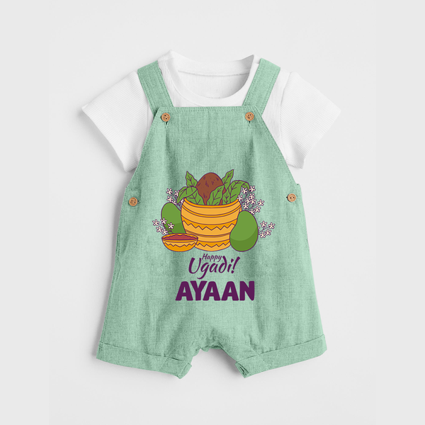 Happy Ugadi Personalized Kids Dungaree - MINT GREEN - 0 - 5 Months Old (Chest 18")