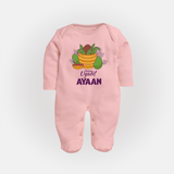 Happy Ugadi Personalized Kids fullbody Suit - BABY PINK - New Born (Chest 7.5")
