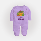 Happy Ugadi Personalized Kids fullbody Suit - LILAC - New Born (Chest 7.5")