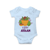 Happy Ugadi Personalized Kids Romper - BABY BLUE - New Born (Chest 14")