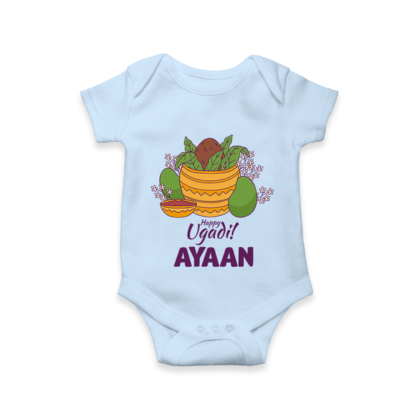 Happy Ugadi Personalized Kids Romper - BABY BLUE - New Born (Chest 14")