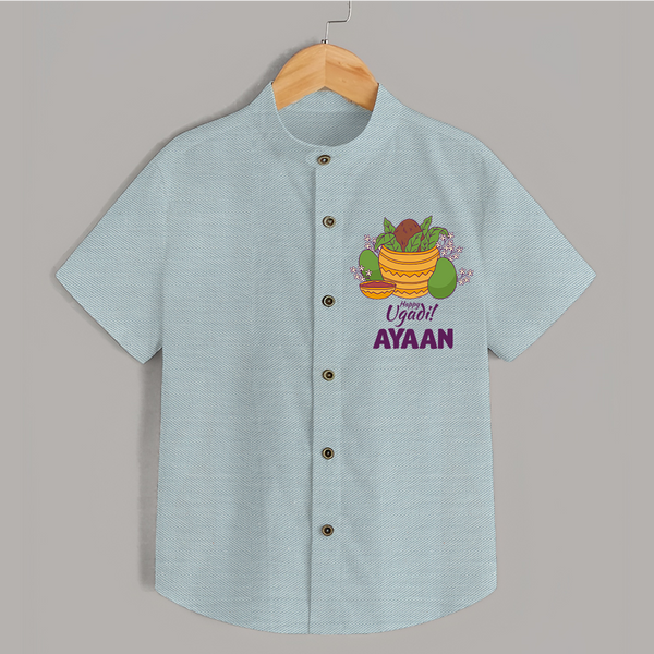 Happy Ugadi Personalized Kids Shirt - ARCTIC BLUE - 0 - 6 Months Old (Chest 23")