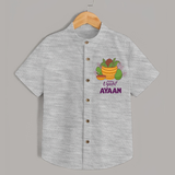 Happy Ugadi Personalized Kids Shirt - GREY - 0 - 6 Months Old (Chest 23")
