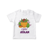 Happy Ugadi Personalized Kids T-Shirt - WHITE - 0-5 Months Old (Chest 17")