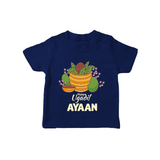 Happy Ugadi Personalized Kids T-Shirt - NAVY BLUE - 0-5 Months Old (Chest 17")