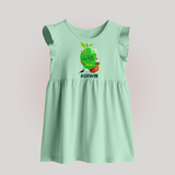 Telugu Ugadi Wishes Kids Baby Frock with Name - MINT GREEN - 0 - 3 Months Old (Chest 17")