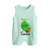 Telugu Ugadi Wishes Kids Romper suit with Name - MINT GREEN - 0 - 5 Months Old (Chest 18")